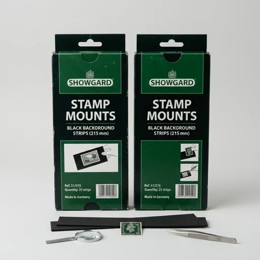 Showgard Stamp Mounts - Black Background Strips (215mm)
